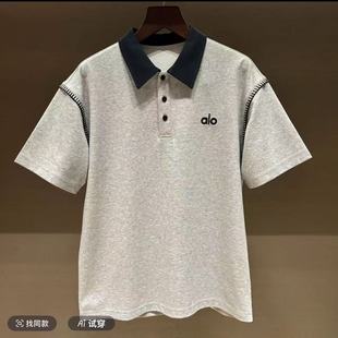 帅气潮流纽扣 美式 休闲简约翻领夏季 透气POLO衫 男黑白拼色半袖