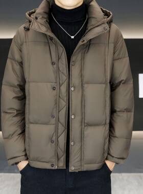 情侣羽绒服男女2025冬季新款连帽短款加厚保暖防寒面包服百搭外套