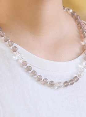 天然烟紫玛瑙项链女白水晶新中式高级感水晶锁骨链送闺蜜礼物批发