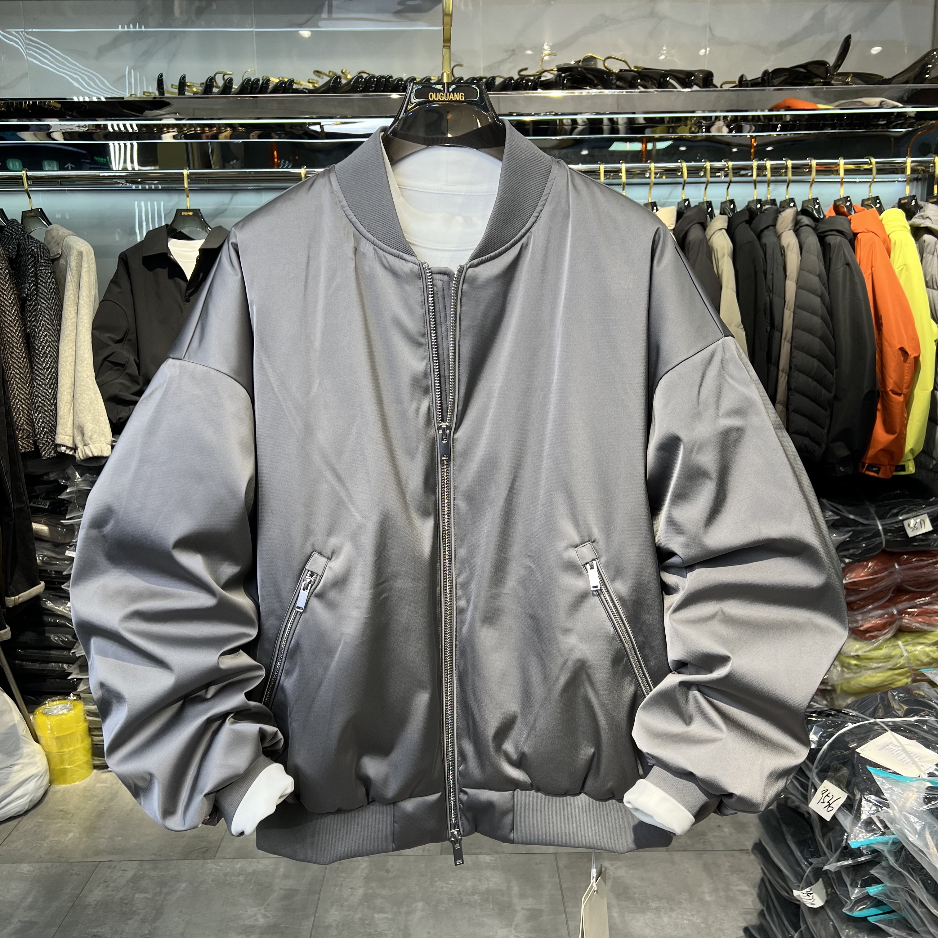 实体羽绒服男冬季90白鹅绒棒球领外套潮流设计感宽松工装飞行夹克