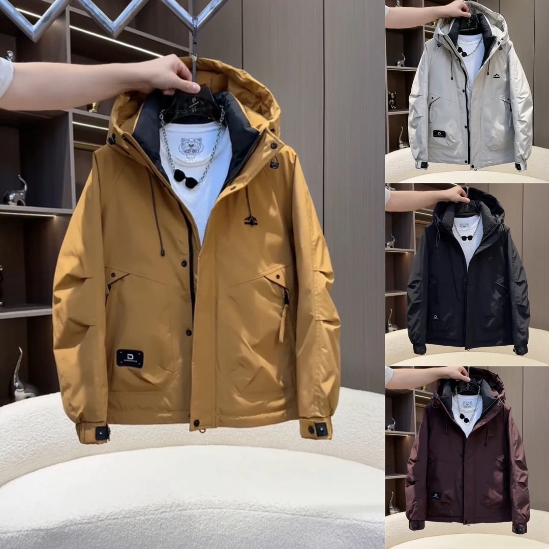 【严选】户外工装防风连帽棉服国标保暖休闲时尚潮流情侣棉服男士