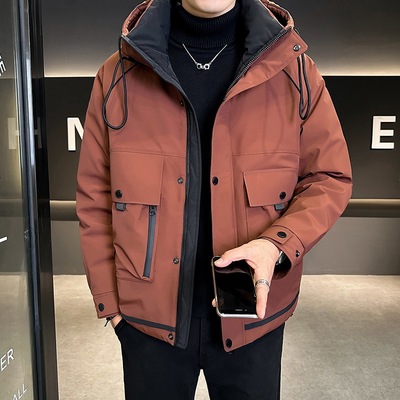 2025冬季新款冲锋衣男士连帽羽绒服男款潮流工装户外加厚冬装