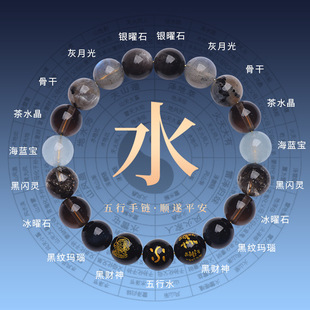 多宝天然水晶五路财神五行补金补火补水补土补木五行平衡手链男女