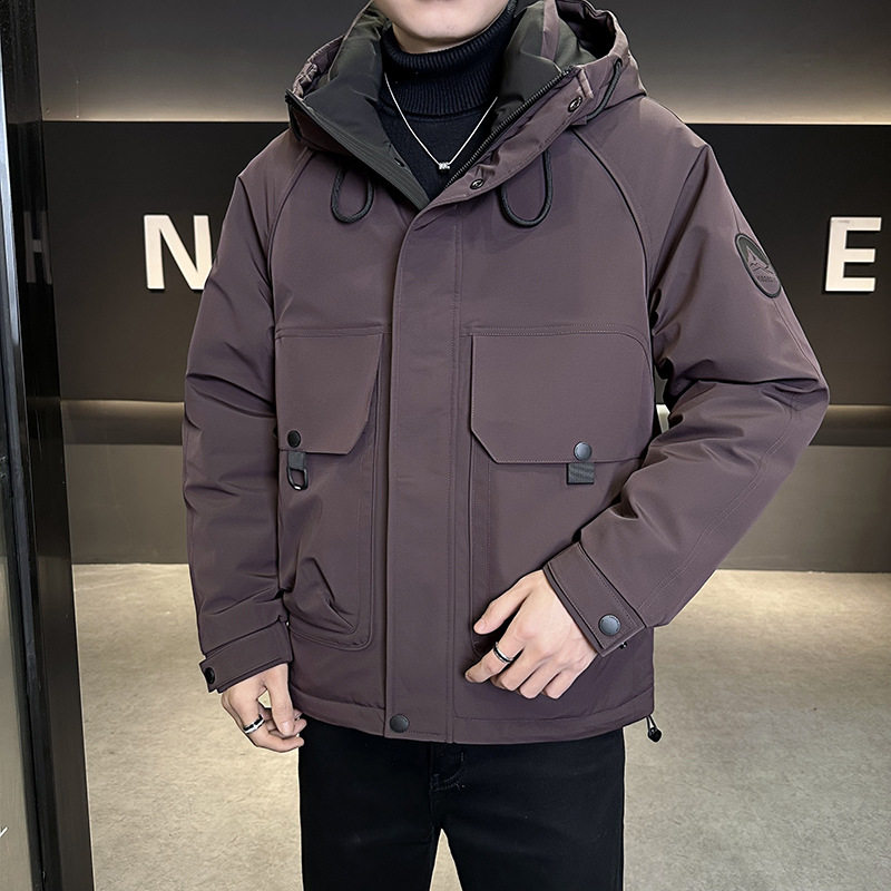 国标鸭绒冲锋衣羽绒服男士冬季新款高级感时尚百搭潮流工装款外套