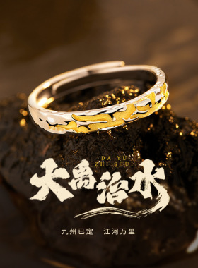 大禹治水S925纯银戒指男生个性潮流素圈单身戒高级感小众自律尾戒