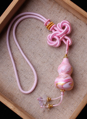 ZGJ05大漆葫芦手工编织平安结包包挂件古风汉服配饰配件扇子装饰