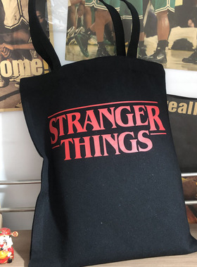 怪奇物语单肩帆布包女Stranger Thing收纳旅行手提购物帆布袋包