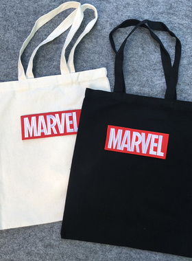 marvel刺绣帆布袋手提漫威标志美队死侍帆布袋包单肩购物补习袋