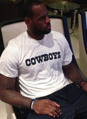 勒布朗詹姆斯COW BOYS字母印花男女夏季投篮球运动白色短袖t恤