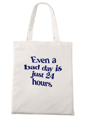 糟糕的一天只是24小时拉链帆布袋印花手提包环保装书百搭购物袋