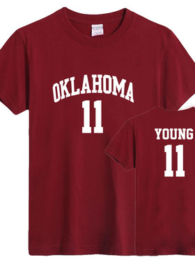 特雷杨11号篮球T恤Trae Young俄克拉荷马大学大学圆领男女T恤短袖