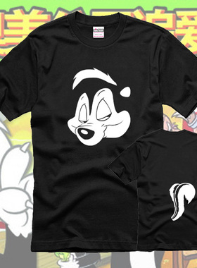 新款slash枪花玫瑰摇滚乐队T恤个性卡通臭鼬印花夏季男式短袖