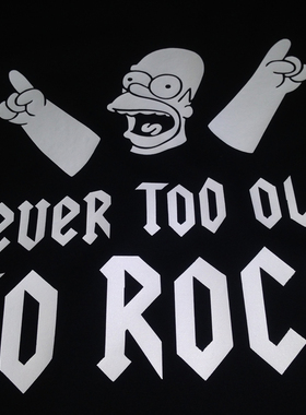 NEVER TOO OLD TO ROCK T恤 摇滚 音乐辛普森欧美复古中性短袖T恤