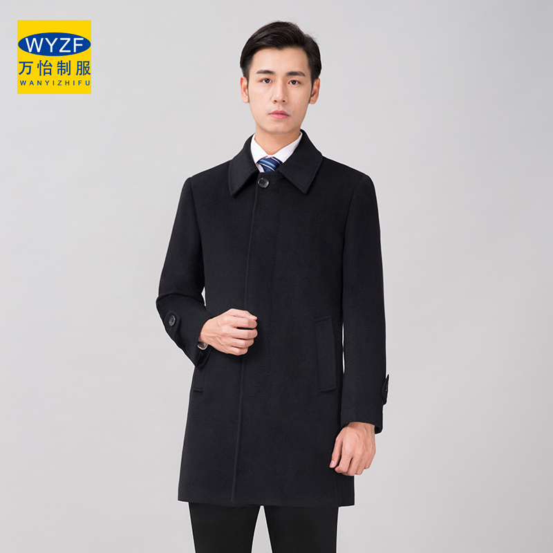 男士黑色售楼处销售顺毛呢子大衣酒店接待经理ktv4S店商务工作服