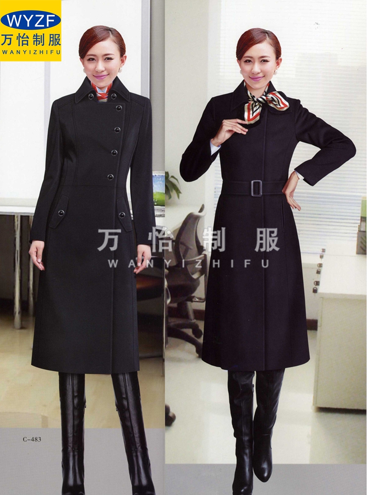 酒店前台物业客服冬季毛呢女大衣