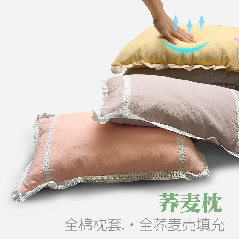 禾世荞麦皮枕头枕芯成人低枕头薄颈椎枕学生护颈枕单人秋冬可拆洗