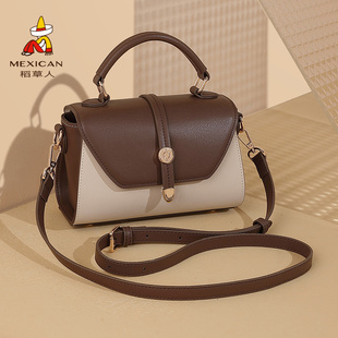 稻草人小方包2026新品复古手提斜挎包肩带时尚日常通勤百搭包包女