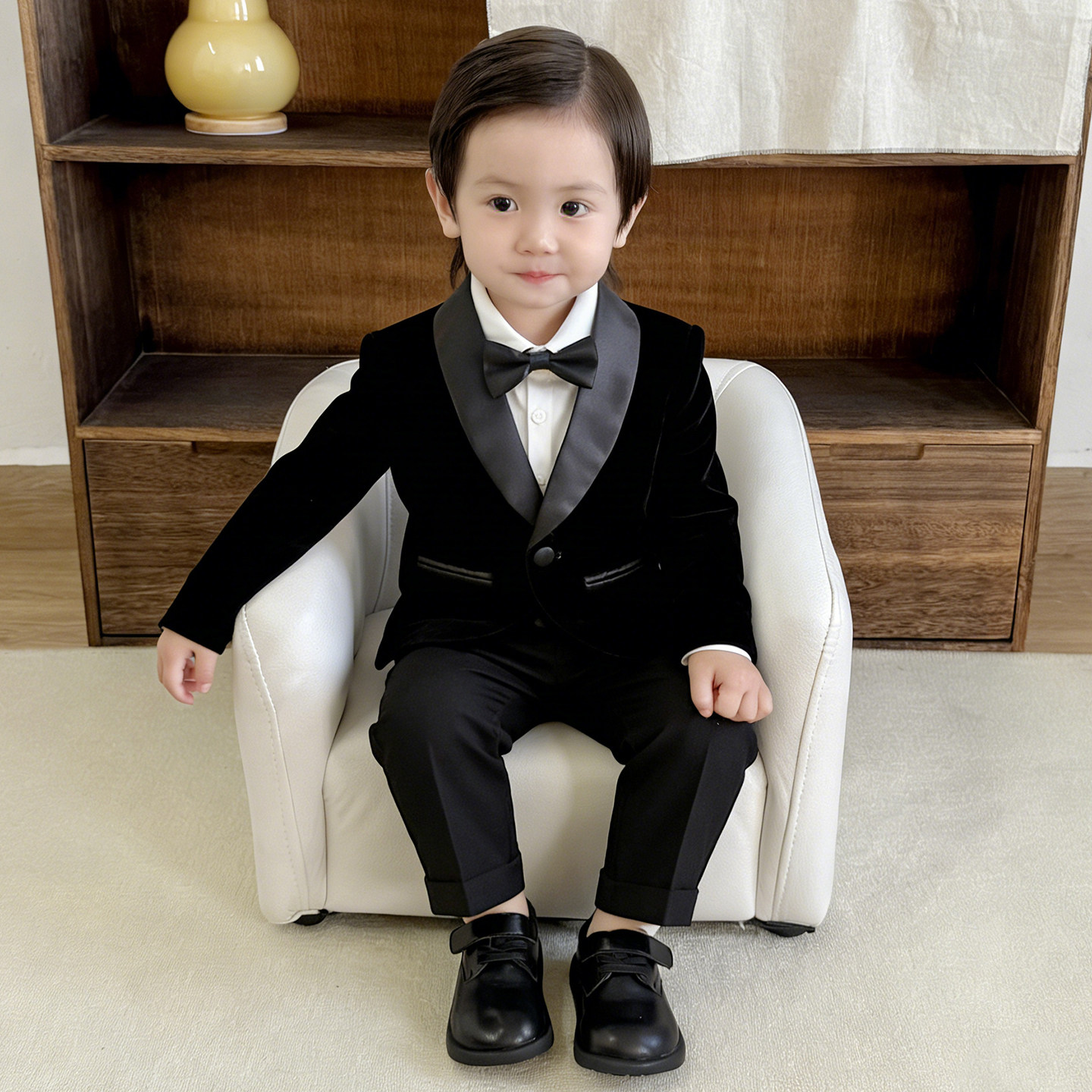 宝宝周岁男礼服秋冬款儿童西装套装2025洋气男宝宝小西装花童正装