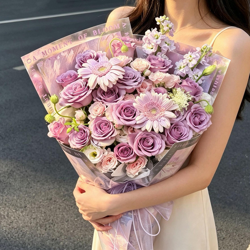 七夕浪漫浮光跃金系列定型片新款野兽派花束包装手工花束包装材料