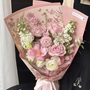 2025网红觅花记包装纸鲜花花束油画手工diy花纸包装材料花艺资材