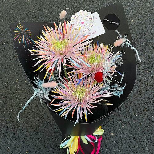 新款高颜值烟花小雏菊包装纸创意烟花花束包花纸花店鲜花包装材料