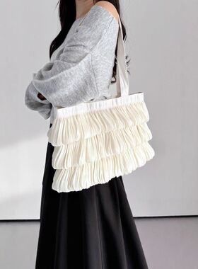 casselini日系小众高级感精致缎面裙摆包单肩腋下托特包女大容量