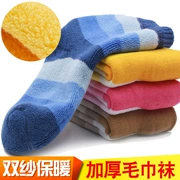 Vớ trẻ em mùa thu và mùa đông dày lên ấm áp cậu bé và cô gái vớ cotton bé cộng với nhung cộng với vớ len ống dài - Vớ