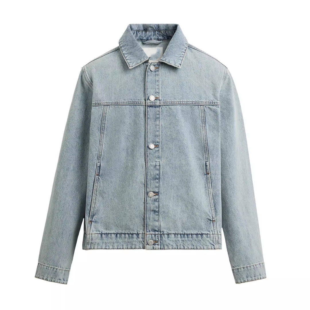 2025夏季新品 男装 基本款修身直筒牛仔水洗夹克外套 1538370 406