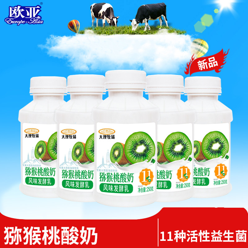 【日期新鲜】欧亚大理牧场低温猕猴桃酸奶250g*12瓶乳制品