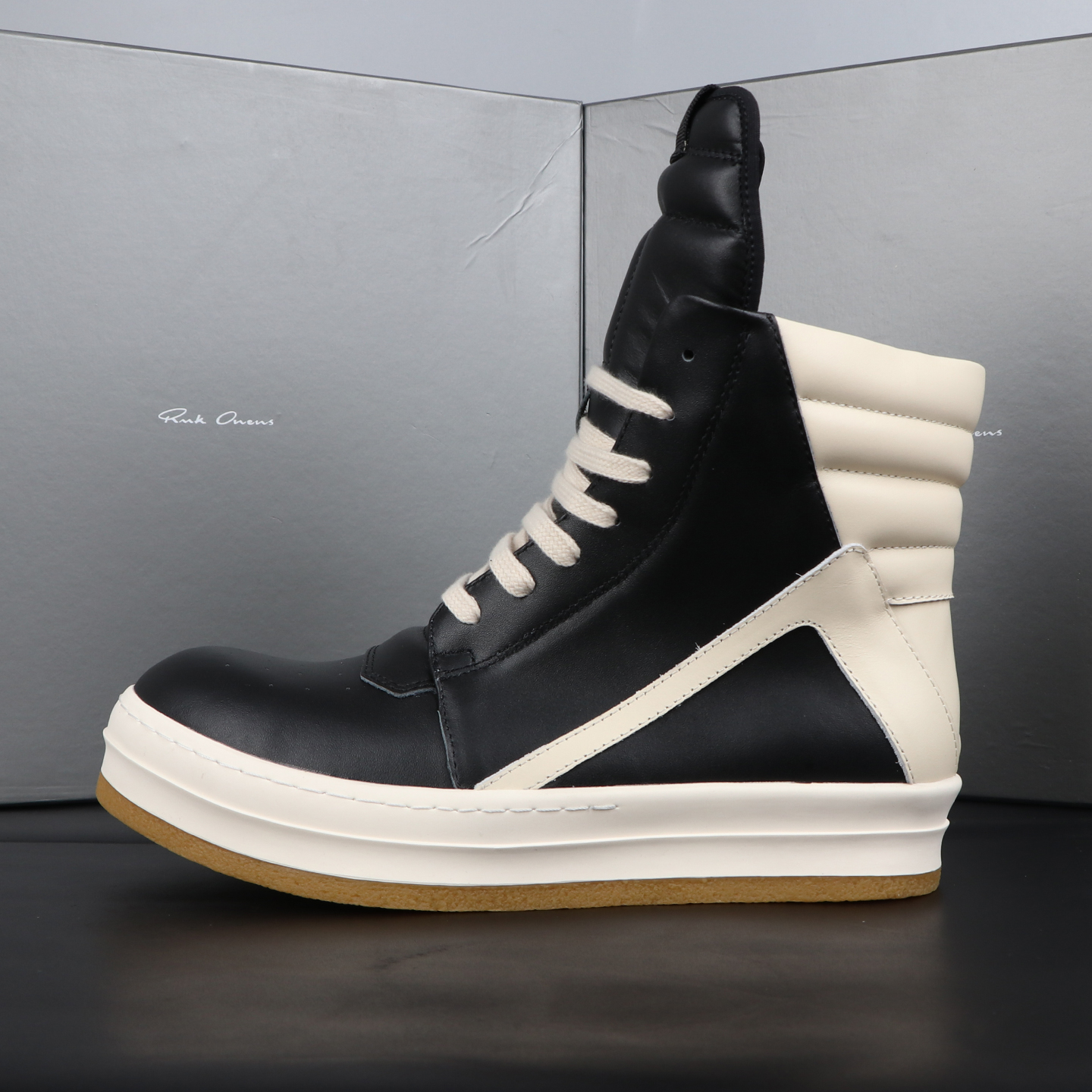 高帮潮鞋男RO倒三角厚底增高板鞋女新款百搭网红同款牛皮短靴秋季