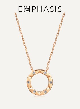 EMPHASIS艾斐诗「恒」系列18K金六芒星镶钻石极简项链91985N预订