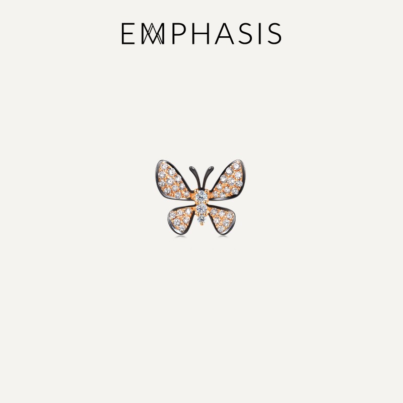 「颂」系列18K金蝴蝶钻石耳钉