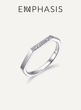 EMPHASIS艾斐诗「冠」系列白18K金镶嵌钻石戒指极简女90603R
