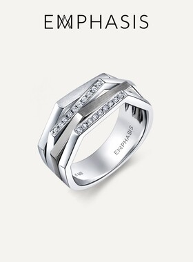 EMPHASIS艾斐诗「冠」系列18K白金镶嵌钻石排钻戒指90604R