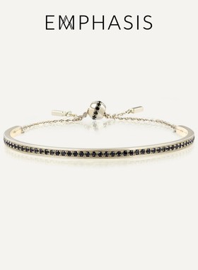 EMPHASIS艾斐诗「融」系列丝锻合金中性简约黑钻石手镯90554K