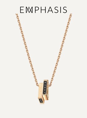 EMPHASIS艾斐诗「冠」系列18K金黑钻石项链锁骨链女士90613N