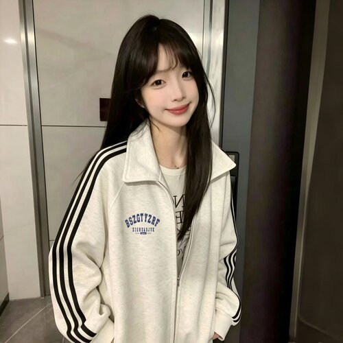 春秋少女学生三条杠翻领卫衣