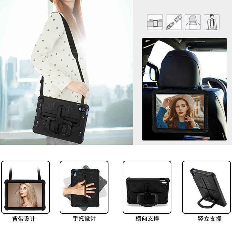 丽真外壳适用于iPad第10代保护套10.9横竖旋转支撑Air5/4/3防摔Pro手提10.5背带11全包10.2平板可移动支架