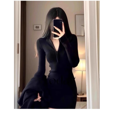 包臀连衣裙女御姐性感穿搭早秋季2025新款小个子短裙子秋冬季套装