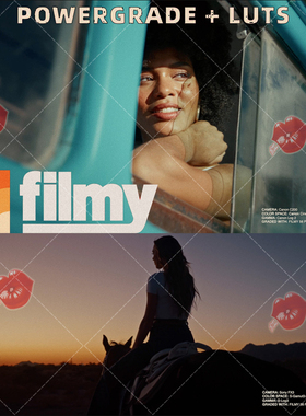 达芬奇电影胶片仿真调色节点FilmyColor Filmy PowerGrade + LUTs