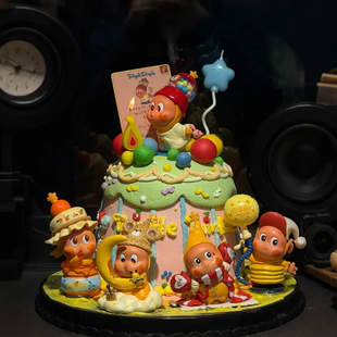 网红卡通吹蜡烛星星人蛋糕装饰摆件吹泡泡星星人儿童生日插牌插件