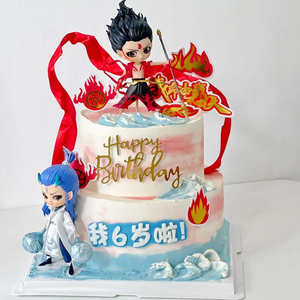 哪吒敖丙蛋糕插件卡通人物风火轮烘焙插卡儿童生日派对蛋糕摆件