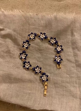 中式复古轻奢花朵滴釉手链