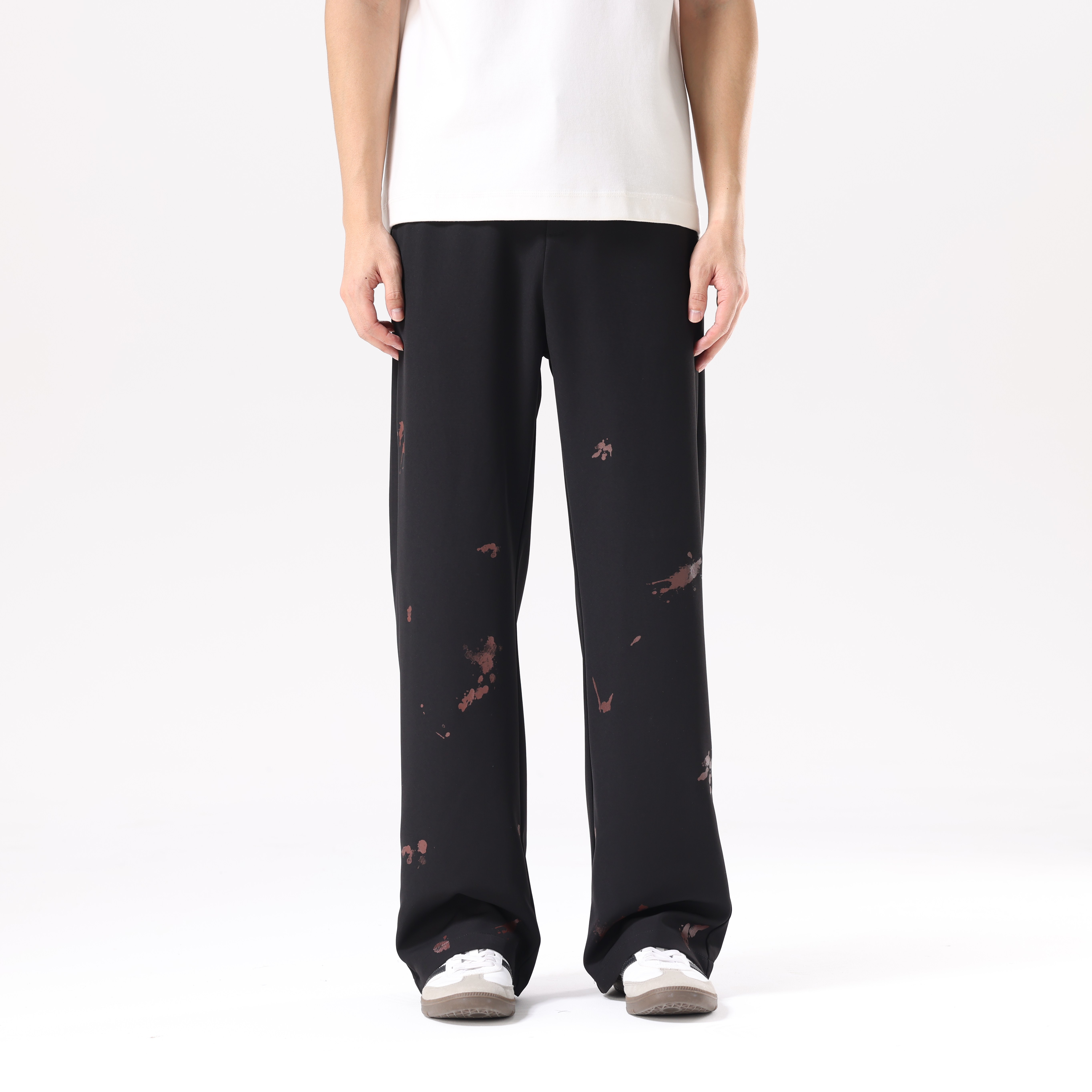 DUAMIN 纯色宽松垂感刷蜡印花微喇西装裤休闲裤 男女同款