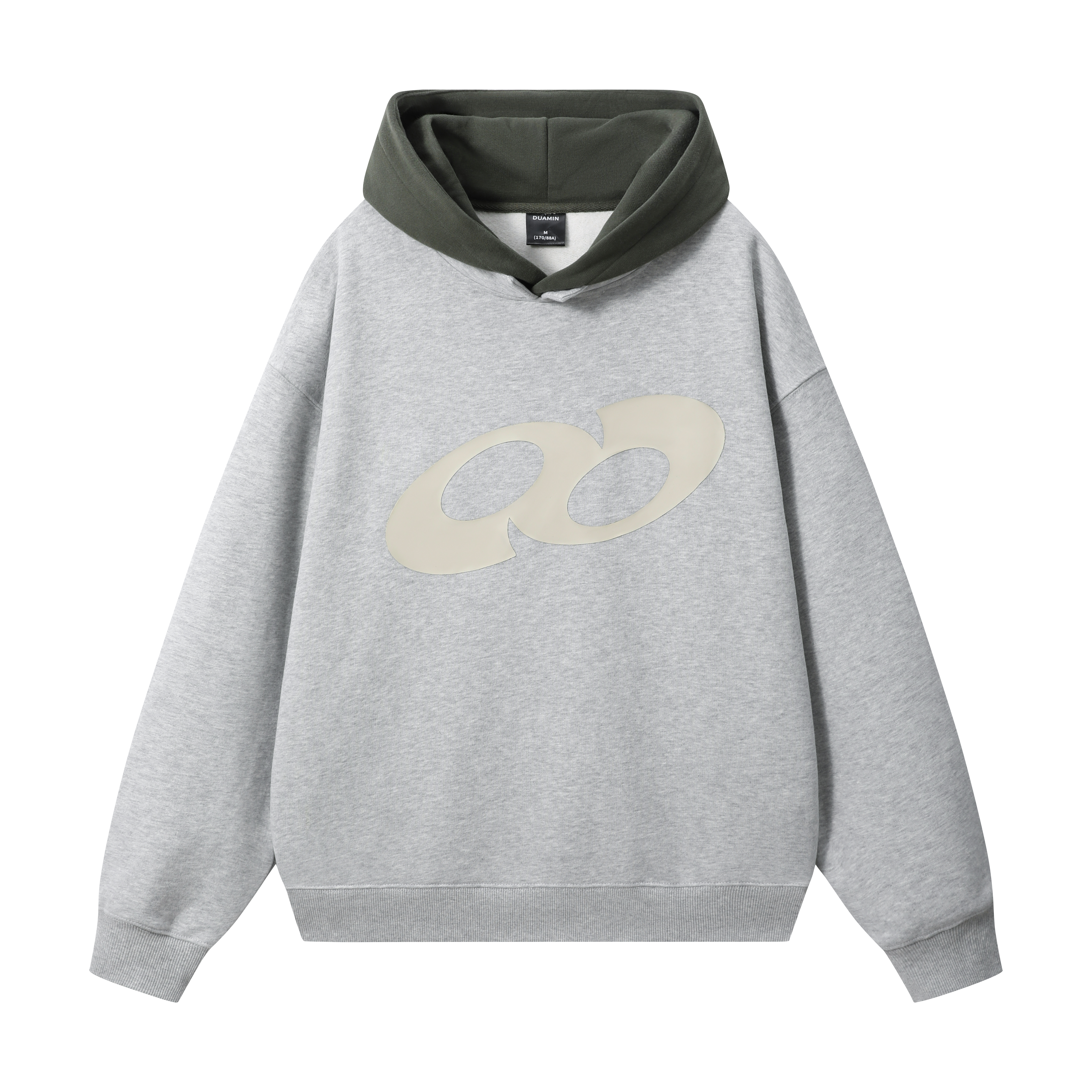 DUAMIN 基础帽子撞色ogo印花重磅亲肤休闲宽松连帽卫衣男女同款