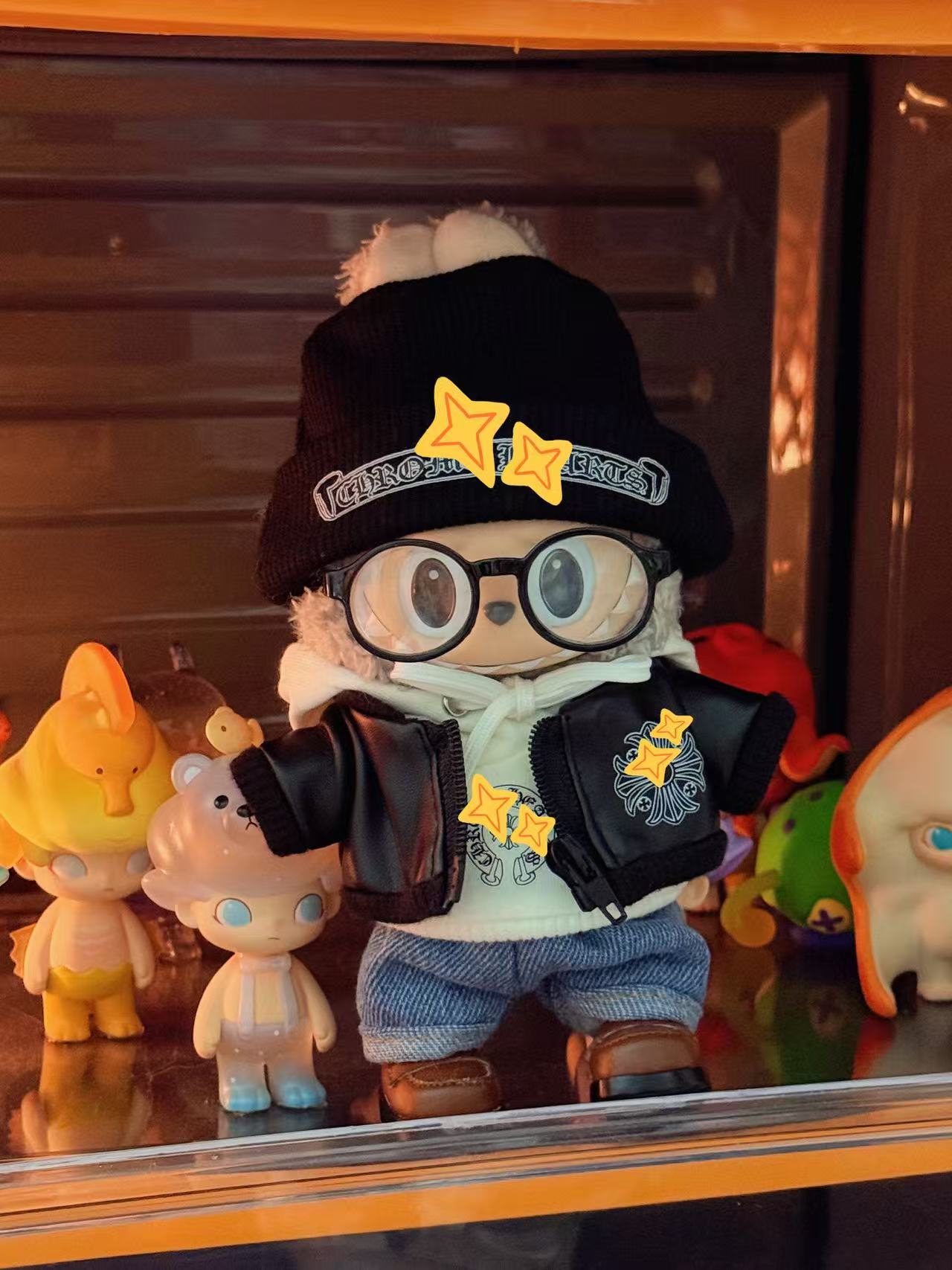 一二代17cm挂件拉布布娃衣皮衣套装克罗CH心动马卡龙坐坐换装