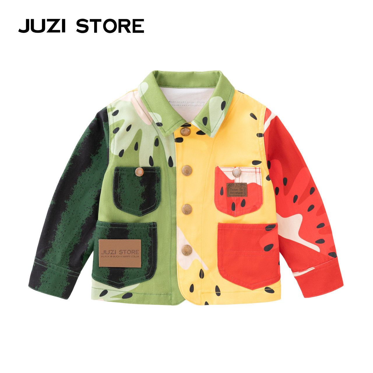 JUZI STORE童装帆布夏日缤纷水果上装纯棉外套中性男女童1214002