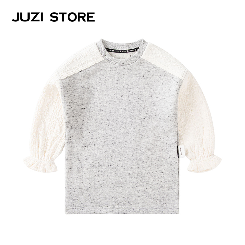 JUZI STORE童装春秋季松针毛衫拼接装饰灯笼袖连衣裙女童1836538