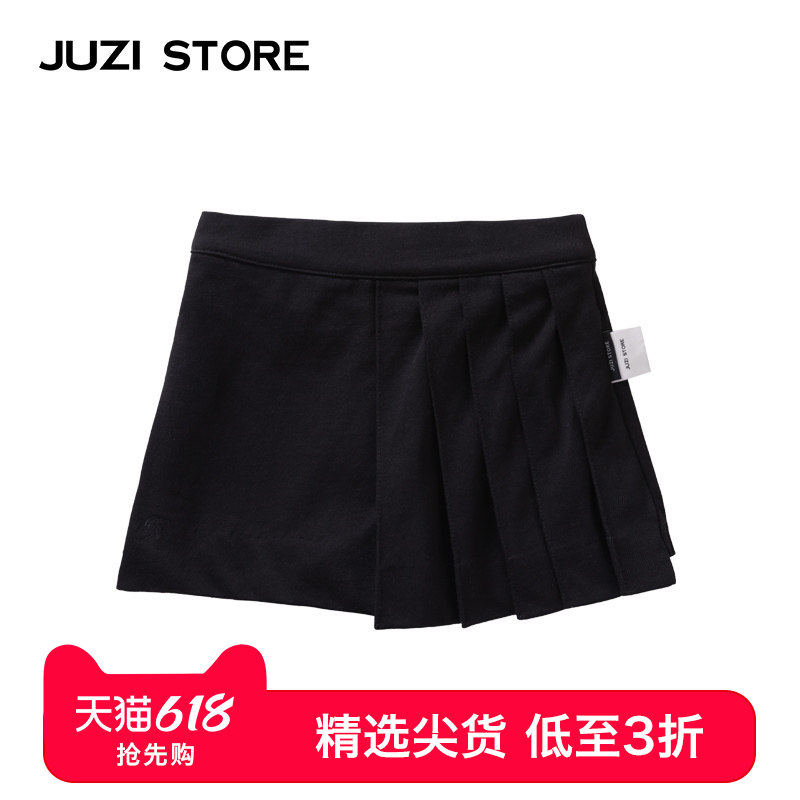 JUZI STORE童装纯棉学院细腻粗针假两件下装短裤裙裤女童1