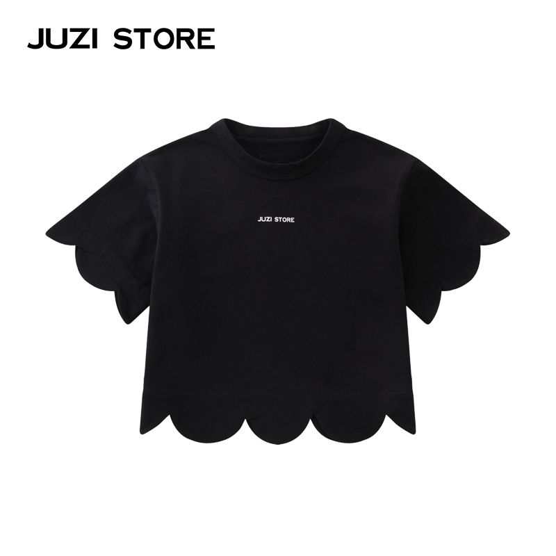 JUZISTORE甜美花瓣边短袖T恤